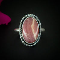 Rhodochrosite Ring - Size 7 to 7 1/4 - Sterling Silver - Oval Rhodochrosite Statement Ring - Pink Rhodochrosite Jewelry - Pink Gemstone Ring