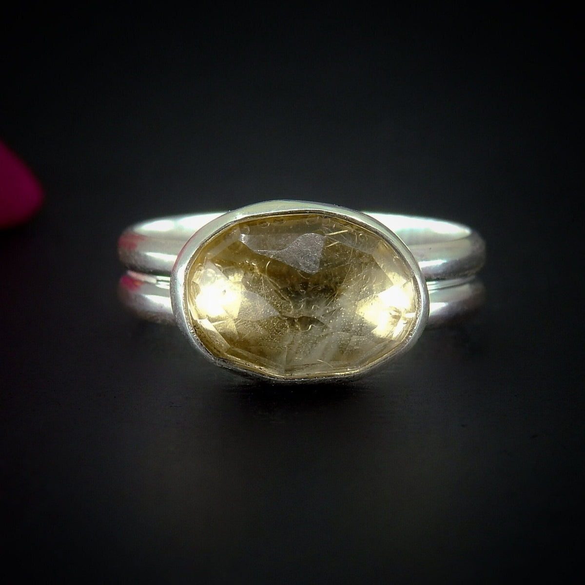 Rose Cut Citrine Ring - Size 7
