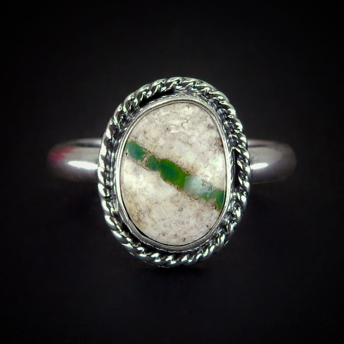 Stone Mountain Ribbon Turquoise Ring - Size 9 - Sterling Silver - Stone Mountain Turquoise Jewelry - Genuine Turquoise Ring, Green Turquoise