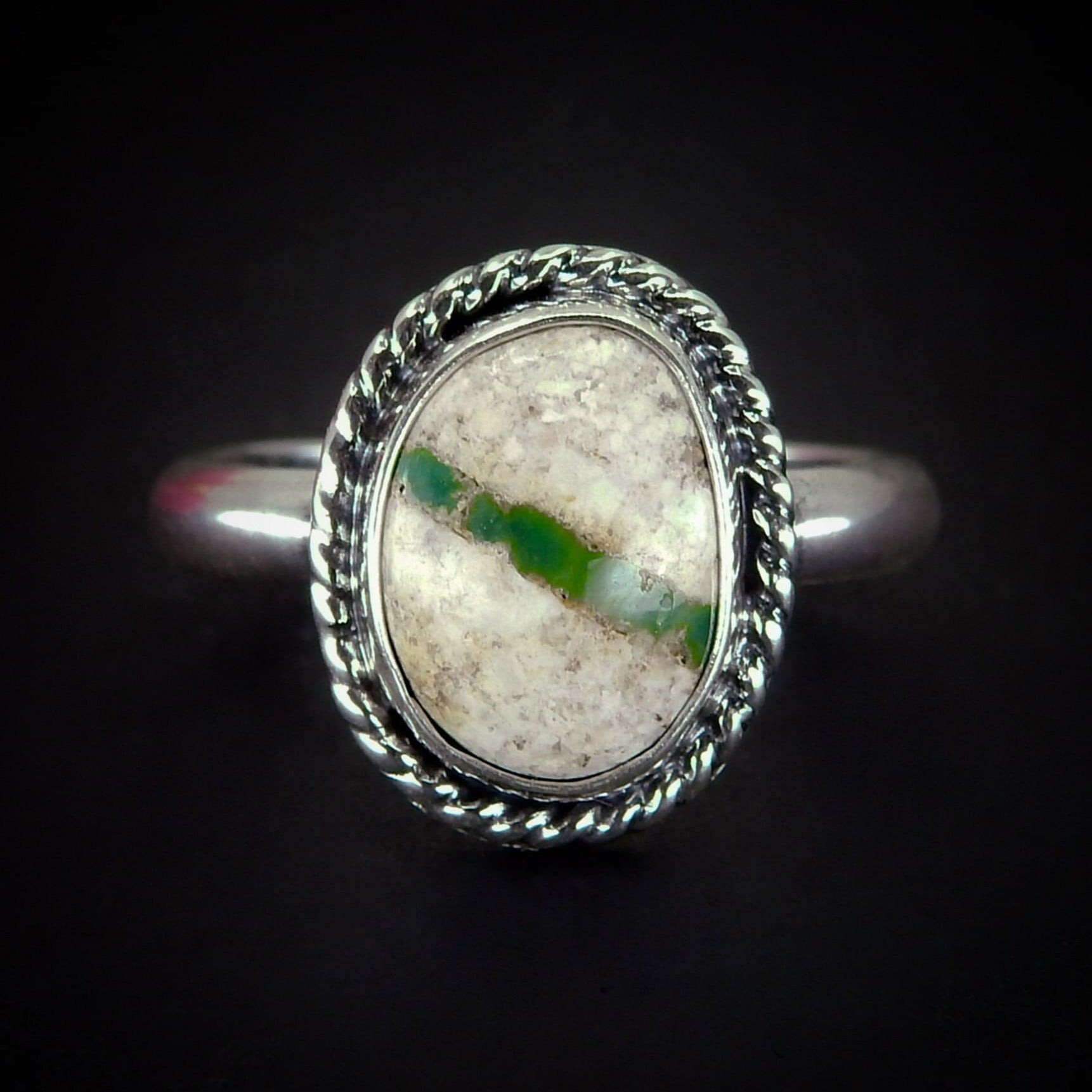 Stone Mountain Ribbon Turquoise Ring - Size 9 - Sterling Silver - Stone Mountain Turquoise Jewelry - Genuine Turquoise Ring, Green Turquoise
