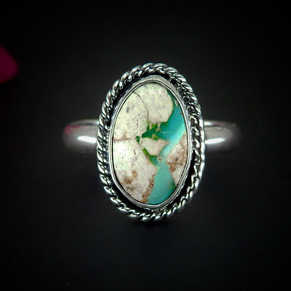 Stone Mountain Ribbon Turquoise Ring - Size 8 - Sterling Silver - Stone Mountain Turquoise Jewelry, Genuine Turquoise Ring, Nevada Turquoise