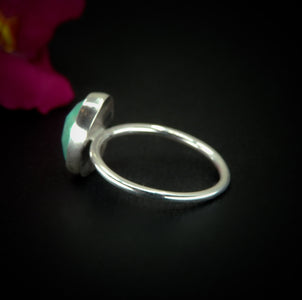 Rose Cut Amazonite Ring - Size 9 - Sterling Silver - Faceted Amazonite Jewelry - Teal Green Amazonite Ring - OOAK Dainty Amazonite Jewellery