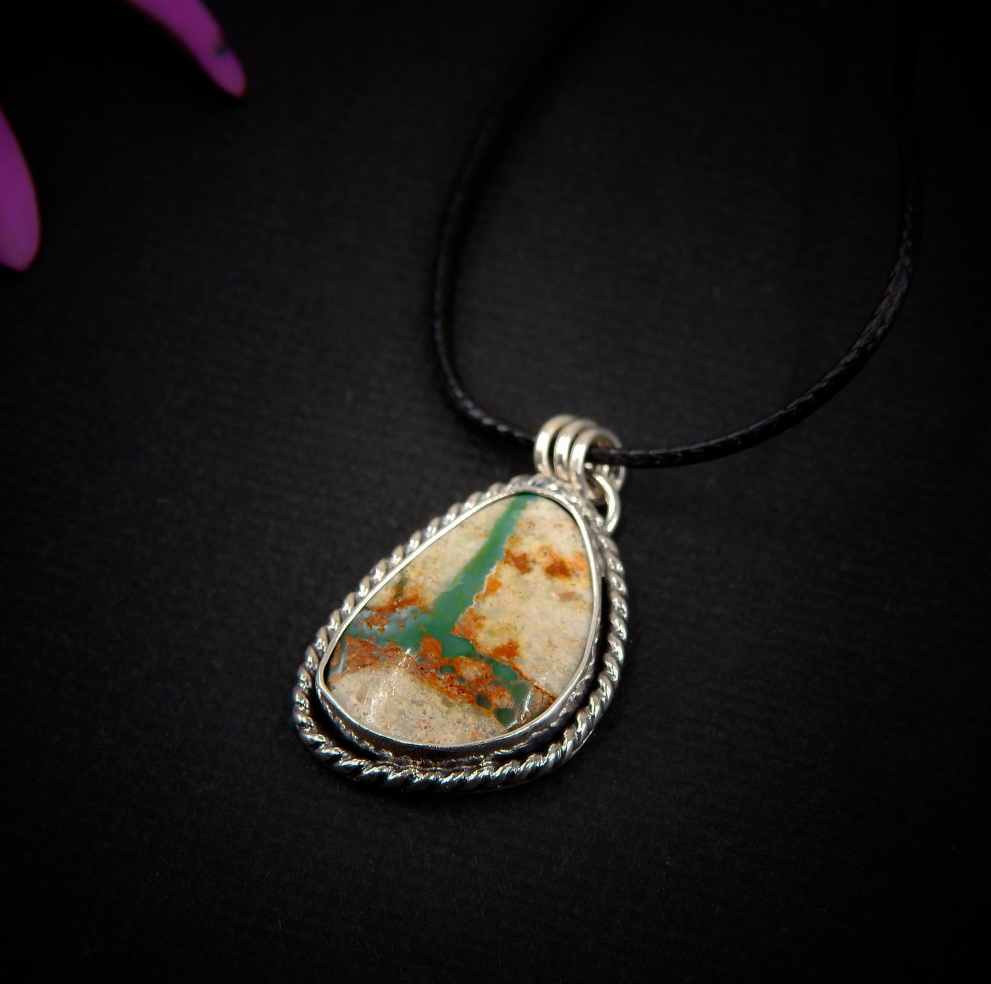 Stone Mountain Ribbon Turquoise Pendant - Sterling Silver - Stone Mountain Turquoise Jewelry - Genuine Turquoise Ring, Turquoise Ribbon OOAK