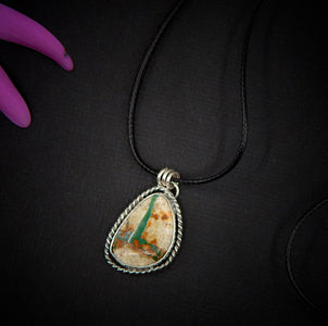 Stone Mountain Ribbon Turquoise Pendant - Sterling Silver - Stone Mountain Turquoise Jewelry - Genuine Turquoise Ring, Turquoise Ribbon OOAK