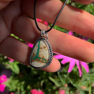 Stone Mountain Ribbon Turquoise Pendant - Sterling Silver - Stone Mountain Turquoise Jewelry - Genuine Turquoise Ring, Turquoise Ribbon OOAK