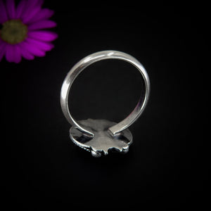Larimar Ring - Size 11 - Sterling Silver - Blue Larimar Ring - Round Larimar Ring - Larimar Jewelry - Handcrafted Larimar Moon & Star Ring