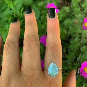 Rose Cut Aquamarine Ring - Size 9 1/4 - Sterling Silver - Aquamarine Jewellery - Blue Aquamarine Ring - Dainty Faceted Aquamarine Ring OOAK