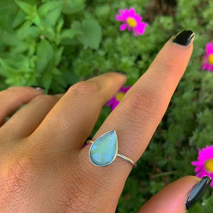 Rose Cut Aquamarine Ring - Size 9 1/4 - Sterling Silver - Aquamarine Jewellery - Blue Aquamarine Ring - Dainty Faceted Aquamarine Ring OOAK