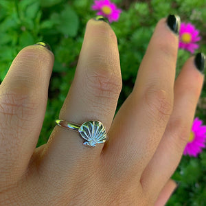 Scallop Shell Ring - Sterling Silver - Made to Order - Fan Shell Ring - Hammered Ocean Jewelry - Handmade Comb Shell Ring - Escallop Ring