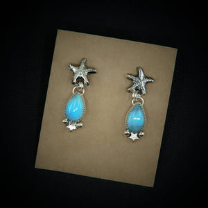 Larimar Starfish Earrings - Sterling Silver - Blue Larimar Earrings - Ocean Earrings - Star Fish Earrings - Larimar Dangles - Post Earrings