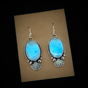 Larimar Shell Earrings - Sterling Silver - Blue Larimar Earrings - Ocean Earrings - Scallop Shell Earrings - Larimar Dangles - Fan Shell