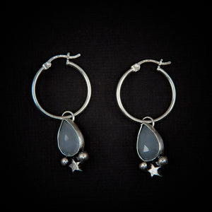 Rose Cut Aquamarine Star Earrings - Sterling Silver - Blue Aquamarine Earrings - Ocean Earrings - Faceted Aquamarine Dangles - Star Dangles