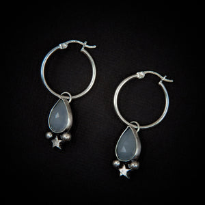 Rose Cut Aquamarine Star Earrings - Sterling Silver - Blue Aquamarine Earrings - Ocean Earrings - Faceted Aquamarine Dangles - Star Dangles