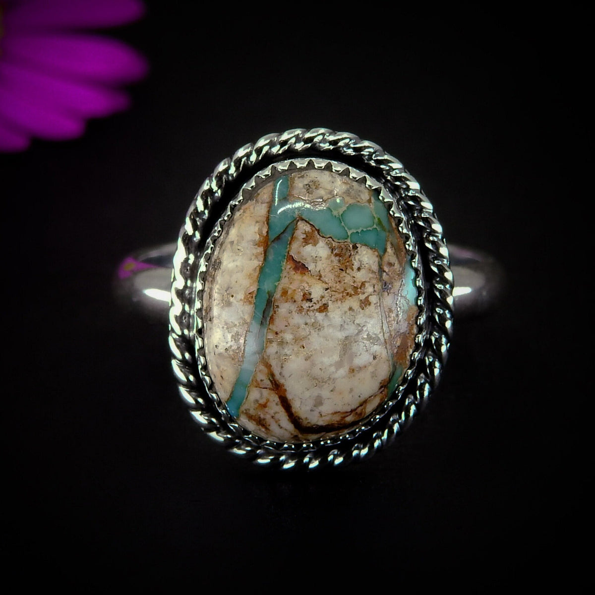 Stone Mountain Ribbon Turquoise Ring - Size 9 - Sterling Silver - Stone Mountain Turquoise Jewelry - Genuine Turquoise Ring, Green Turquoise