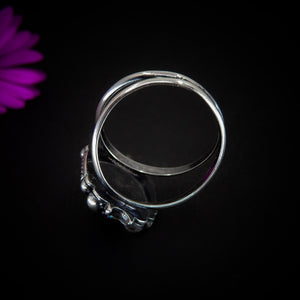 Angel Aura Quartz Ring - Size 8 3/4 - Sterling Silver - Angel Aura Quartz Moon Ring - Rose Cut Aura Quartz - Faceted Rainbow Crystal Ring