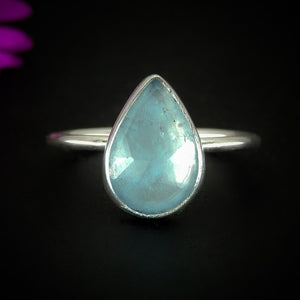 Rose Cut Aquamarine Ring - Size 9 1/4 - Sterling Silver - Aquamarine Jewellery - Blue Aquamarine Ring - Dainty Faceted Aquamarine Ring OOAK