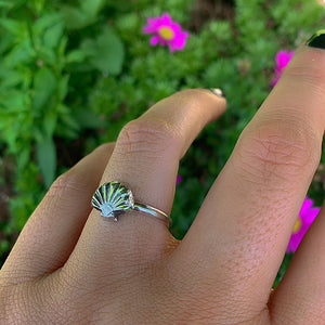 Scallop Shell Ring - Sterling Silver - Made to Order - Fan Shell Ring - Hammered Ocean Jewelry - Handmade Comb Shell Ring - Escallop Ring