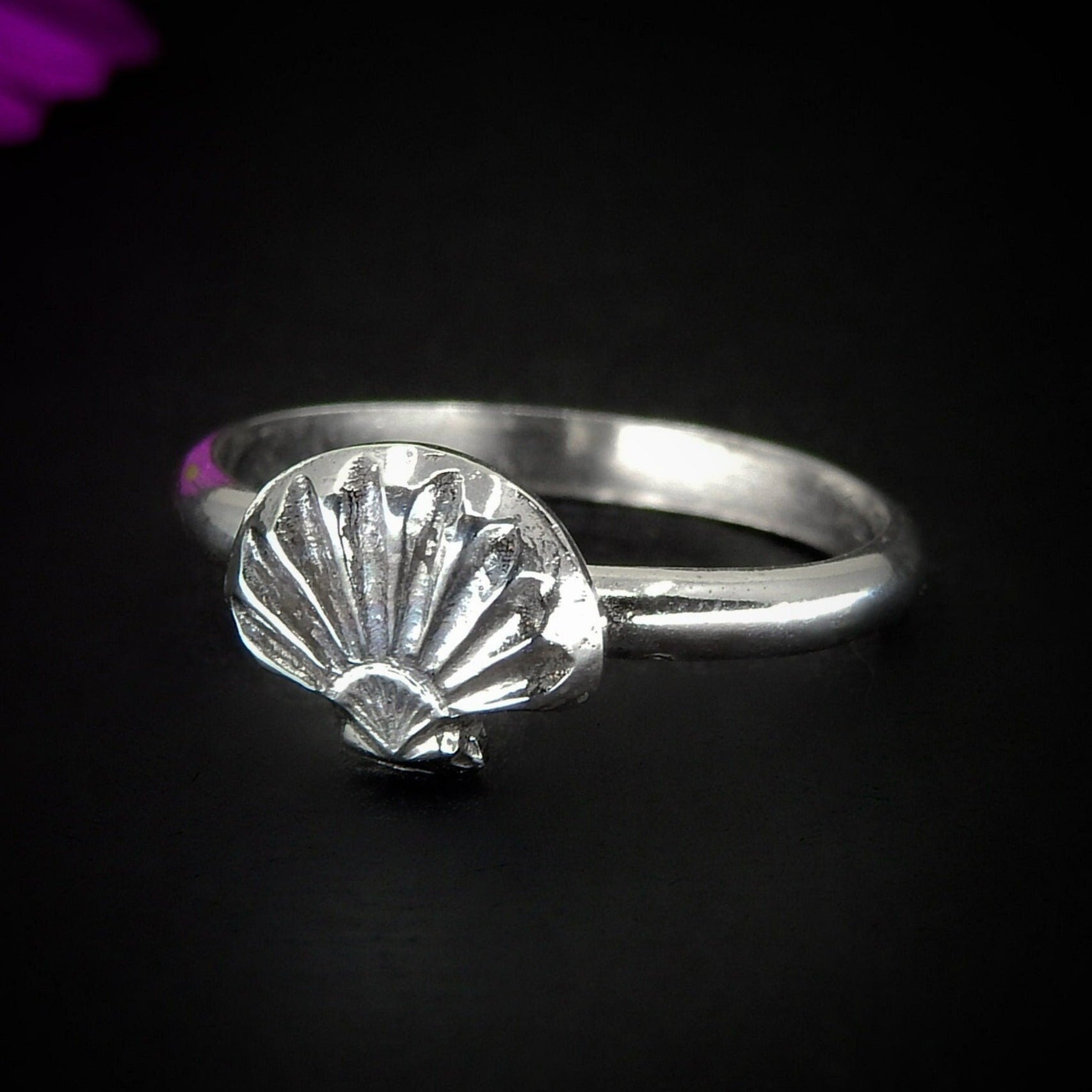 Scallop Shell Ring - Sterling Silver - Made to Order - Fan Shell Ring - Hammered Ocean Jewelry - Handmade Comb Shell Ring - Escallop Ring